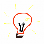 hand-drawn sketch of a light bulb